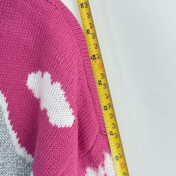 Hooked Up Embellished Ugly Christmas Sweater Pink Multicolor Size M - Picture 16 of 16